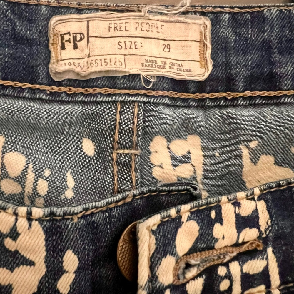 Free People Indigo Blue Patterned Flare Jeans - Picture 5 of 12